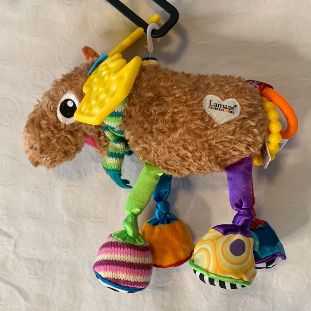 Mortimer the Moose Teething Crinkle Plush Lamaze Clip 0-24 Months
